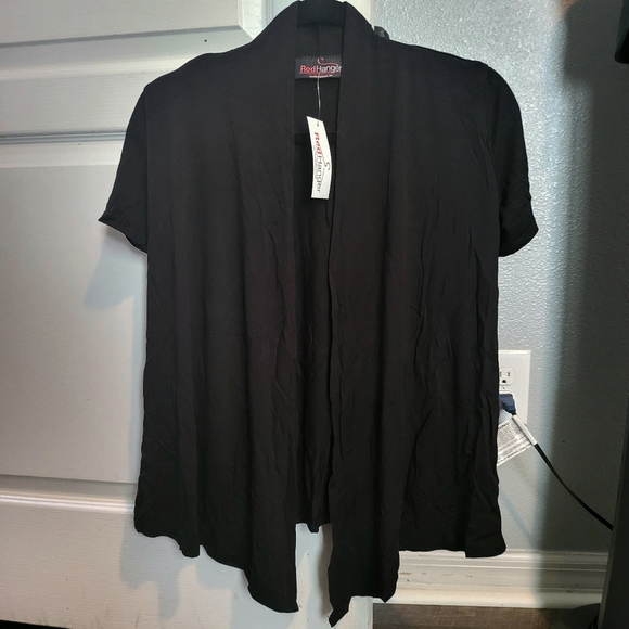 Red Hanger Black Small Short Sleeve Open Cardigan - Picture 3 of 3